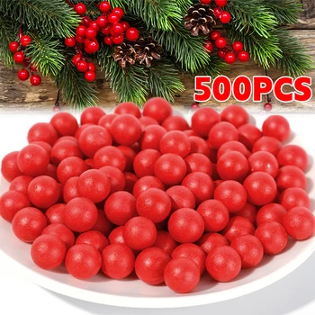 100-500 шт Красные рождественские ягоды, мини-вишня, жемчужные тычинки, искусственные цветы для свадебной вечеринки, венок своими руками, домашний новогодний декор