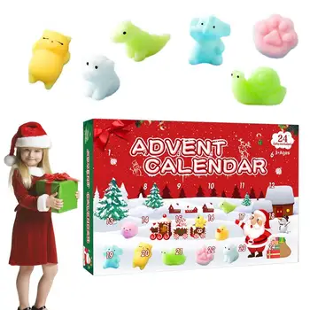 Игрушки 24-дневная коробка для слепых, Рождественский Адвент-календарь, набор резиновых игрушек для животных, набор игрушек для слепых, Рождественский подарок для детей