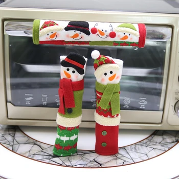 3 шт./компл. Рождественский снеговик, перчатки, Дверная ручка для холодильника, микроволновой печи, Нескользящий защитный чехол, домашний декор, Новый 2023 год