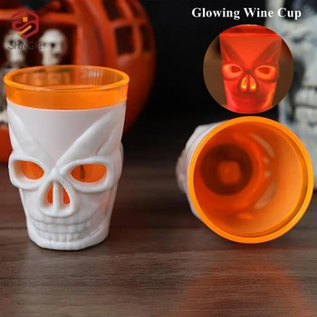 Светодиодный череп, светящийся кубок для вина, Скелет на Хэллоуин, светящаяся чашка для питья воды, Кружка, реквизит для ужасов на Хэллоуин, домашний декор, Барный инструмент