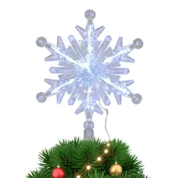 Верхушка Рождественской елки Снежинка со Светодиодной подсветкой Светодиодное Рождественское Украшение для дома Лампа в виде Снежинки Новогодний Дом на открытом воздухе