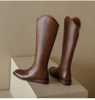Женские сапоги до колена из натуральной кожи, женские ботильоны из натуральной кожи, осенне-зимние бархатные ботинки в стиле вестерн, готическая обувь