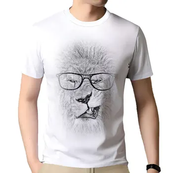 Летняя Новая футболка JHPKJMen с коротким рукавом для отдыха, мужская футболка с рисунком животного льва, свободная футболка из чистого хлопка