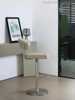Барный кресельный подъемник Бытовой Высокий табурет Дизайнерский Современный простой вращающийся стол с островной спинкой Барный стул