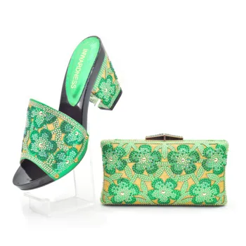 Doershow/ Новые зеленые итальянские туфли с сумками в тон; комплект из африканских женских туфель и сумок для выпускного вечера; летние сандалии!  HJG1-28