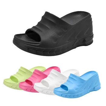 Женские сандалии 2023, Сандалии-сабо, женские Летние уличные тапочки с закрытым носком на платформе 10 см, Пляжные горки, Брендовая модная дизайнерская обувь