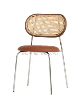Скандинавский ротанговый стул легкий роскошный простой домашний обеденный стул кафе кованое кресло для отдыха спальня стул для макияжа спинка