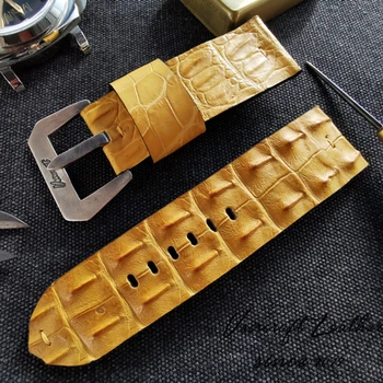 Ремешок из кожи аллигатора ручной работы, изготовленный на заказ, подходит для большинства аксессуаров для часов бренда