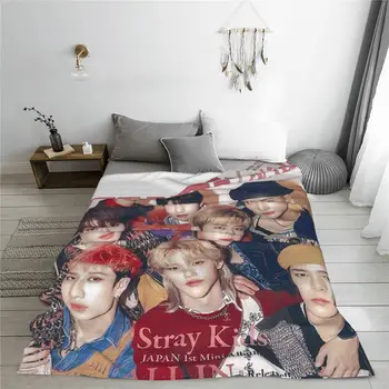 Одеяла Kpop Star Stray Kids Singer Idol с бархатным принтом, Портативные легкие одеяла для постельных принадлежностей, Офисные Покрывала