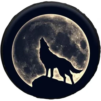 Крышка Запасного Колеса Moon Night Wolf Водонепроницаемая Пылезащитная Универсальная Крышка Шины Запасного Колеса RV SUV 14-19 Дюймов для Диаметра 14-17 дюймов