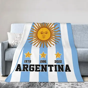 ARG 3 Звезды Флаг Аргентины Одеяло чемпионов Аргентины Многофункциональное Покрывало для дивана, Простыня, Мягкое теплое фланелевое клетчатое покрывало