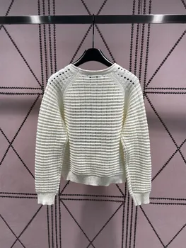 2023 Осенний новый Тонкий стиль, универсальный вязаный свитер с вырезами